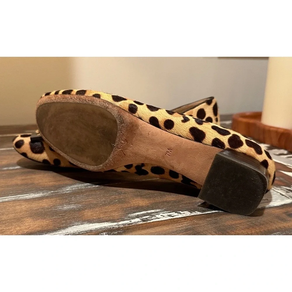 Tory Burch Gigi Leopard Print Calf Hair Ballet Flats Block Heel Size 7M